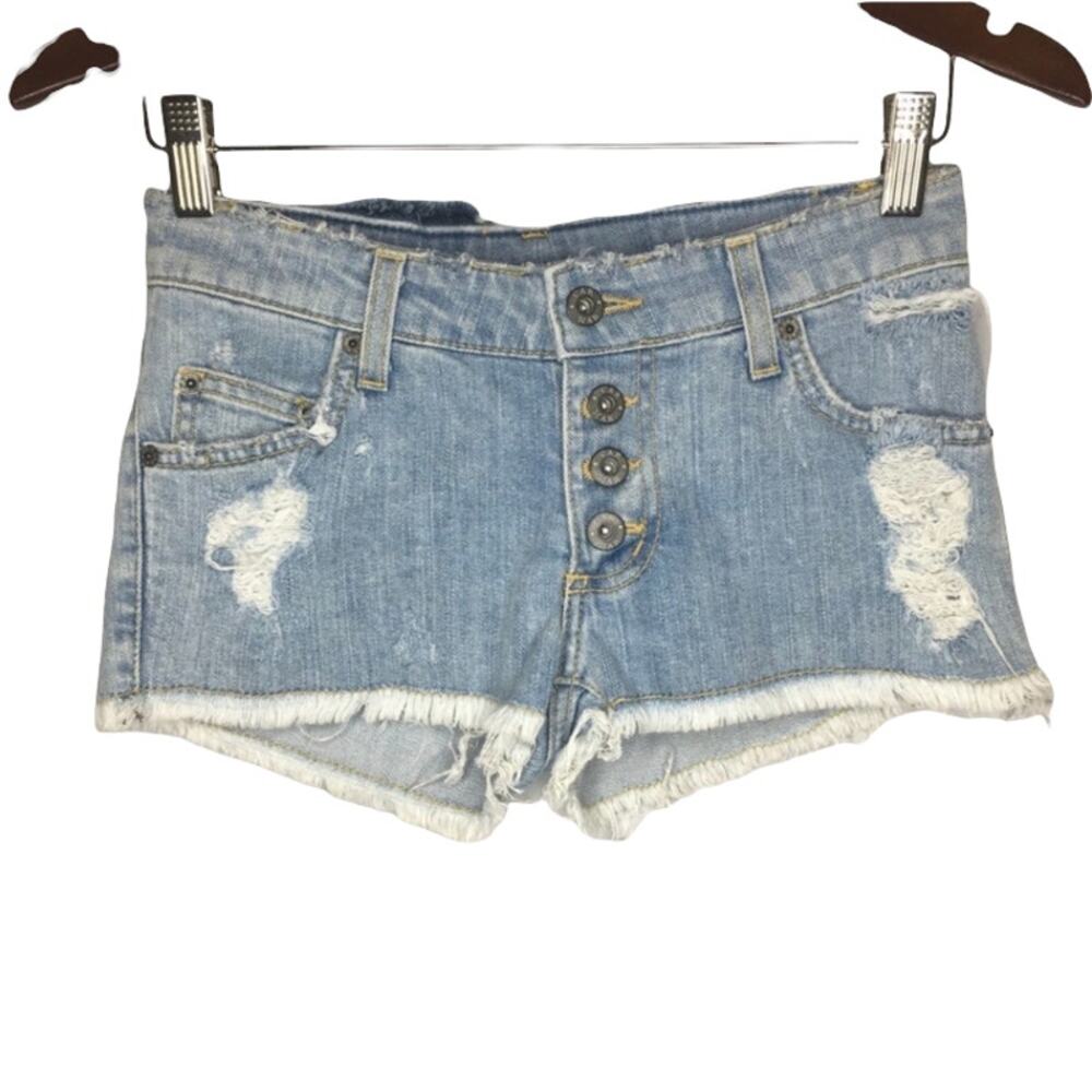 Carmar Destroyed/Distressed Button Fly Fringe Liam Jean Shorts Size 23